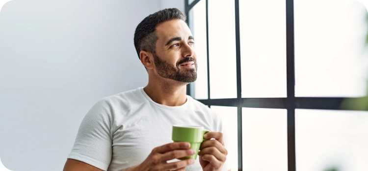 صورة لرجل يحمل كوبًا