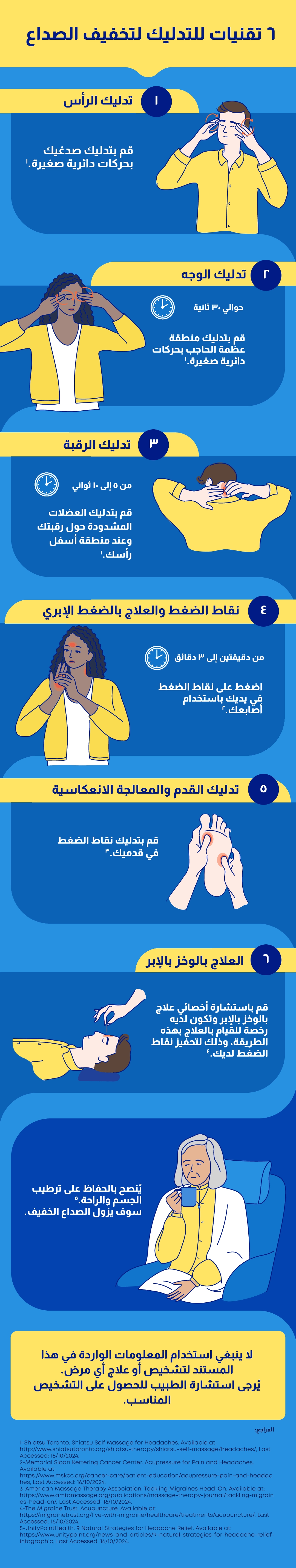 رسم بياني (معلومات مصورة) - ٦ تقنيات للتدليك لتخفيف الصداع
